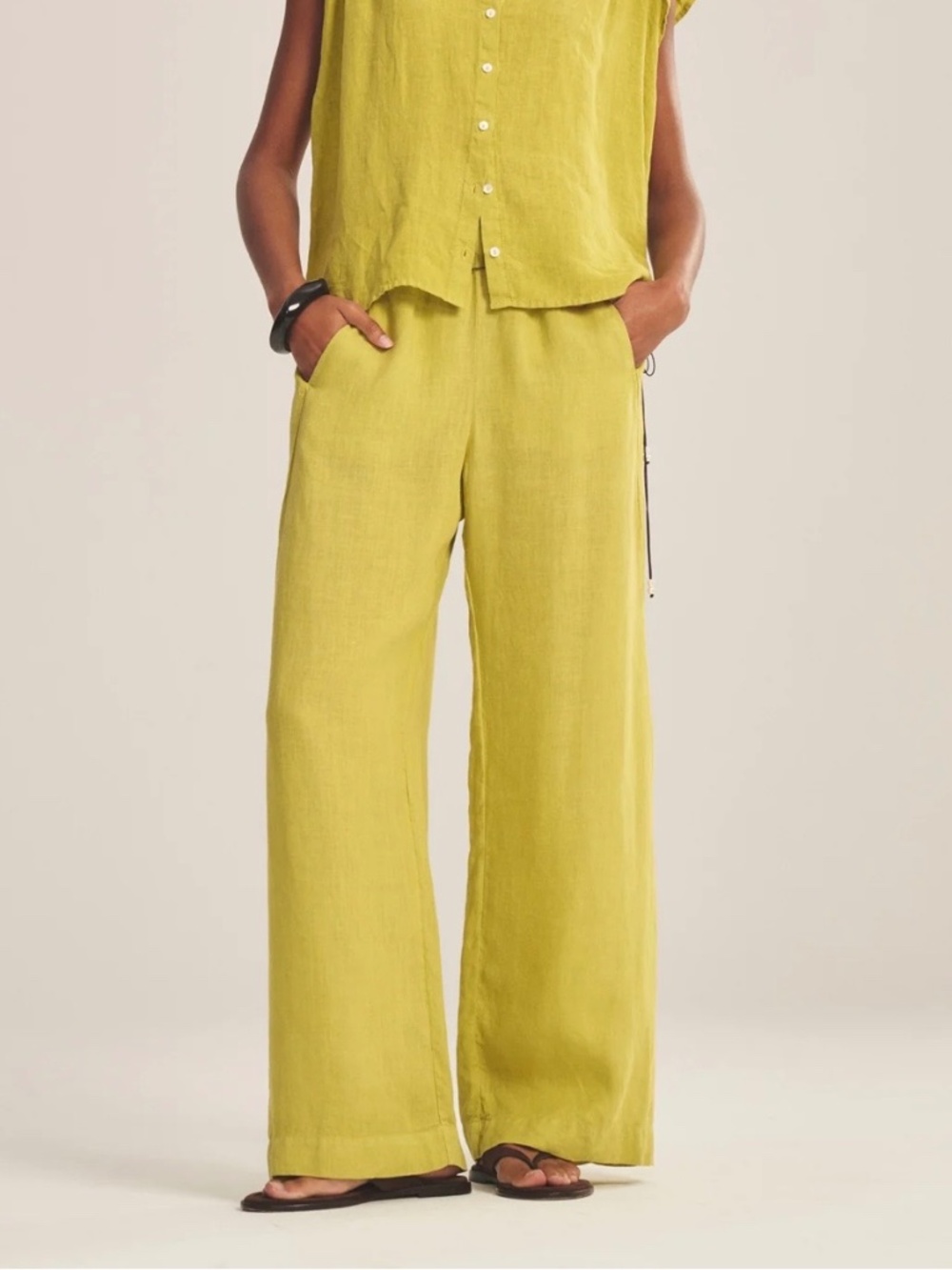 New NWT Velvet Lola linen pants size XL extra large citron chartreuse green